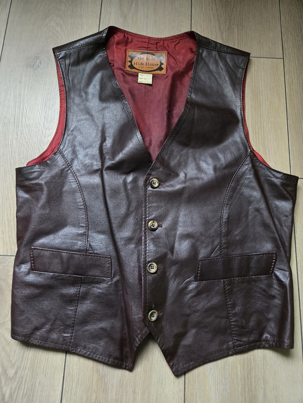 Vintage The Olde Hide House Brown Western Leather Vest Size 40